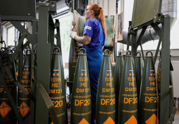 german defense stocks drop government debates future ukraine support production dm121 155mm artillery shells