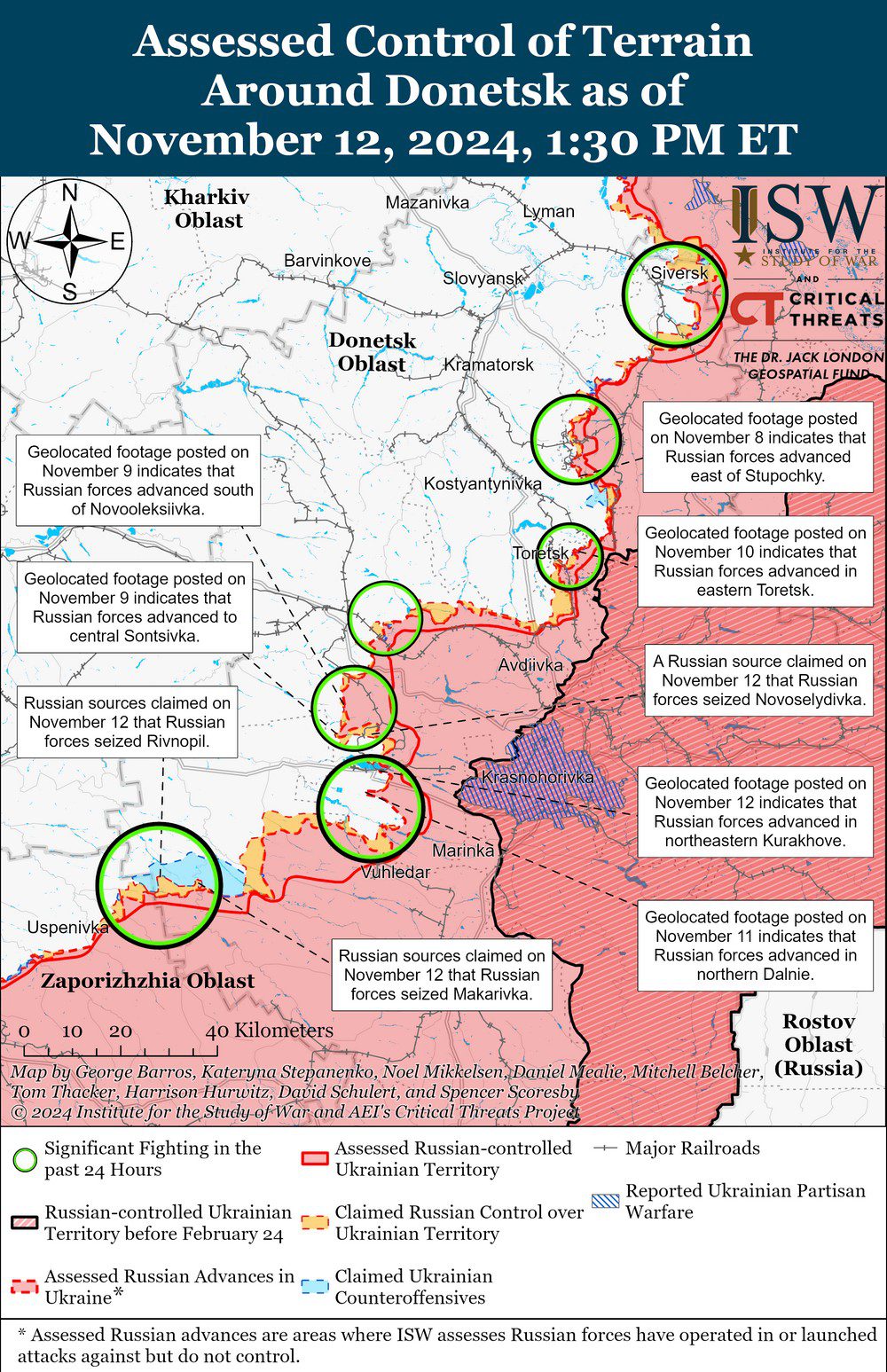 isw russians advance near kurakhove toretsk map donetsk battle draft november 12 2024