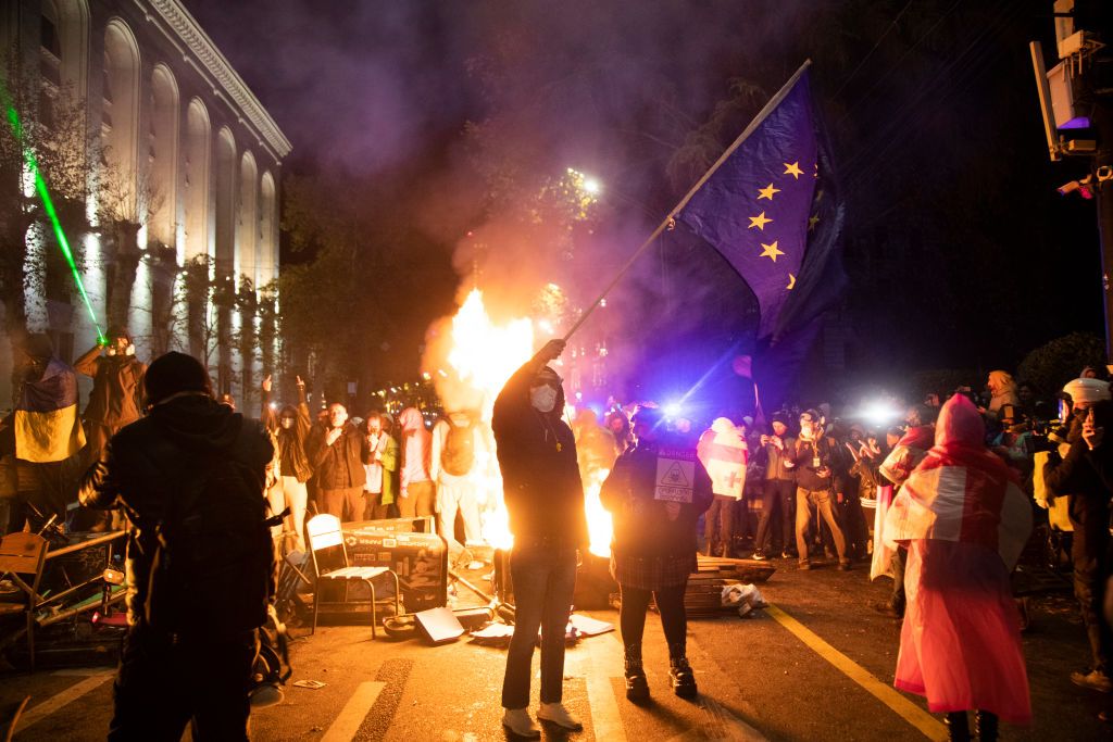 Protests erupt across Georgia in defiance of government's anti-EU stance