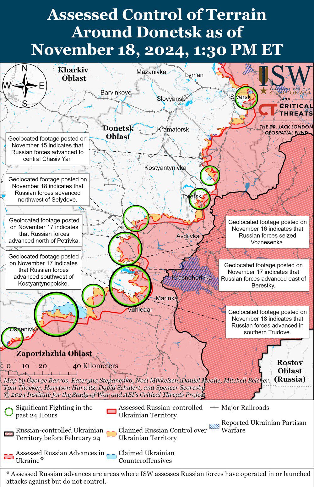 russian advances confirmed donetsk kursk oblasts isw deep state mapping project map battle draft november 18 2024