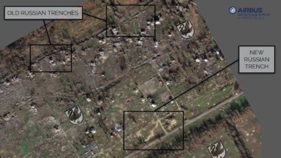 Satellite Photos of Krynky — Russia Building Defensive Fortifications and