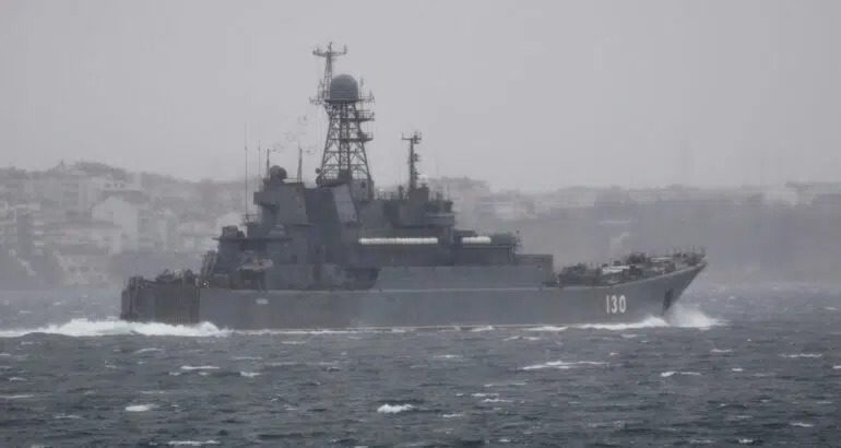 türkiye straits closure contributed thwarting russian naval assault ukraine's ports diplomat says navy landing ship kaliningrad seen passing through dardanelles 8 february 2022 yörük işık navalnewscom click enlarge rfs (102)