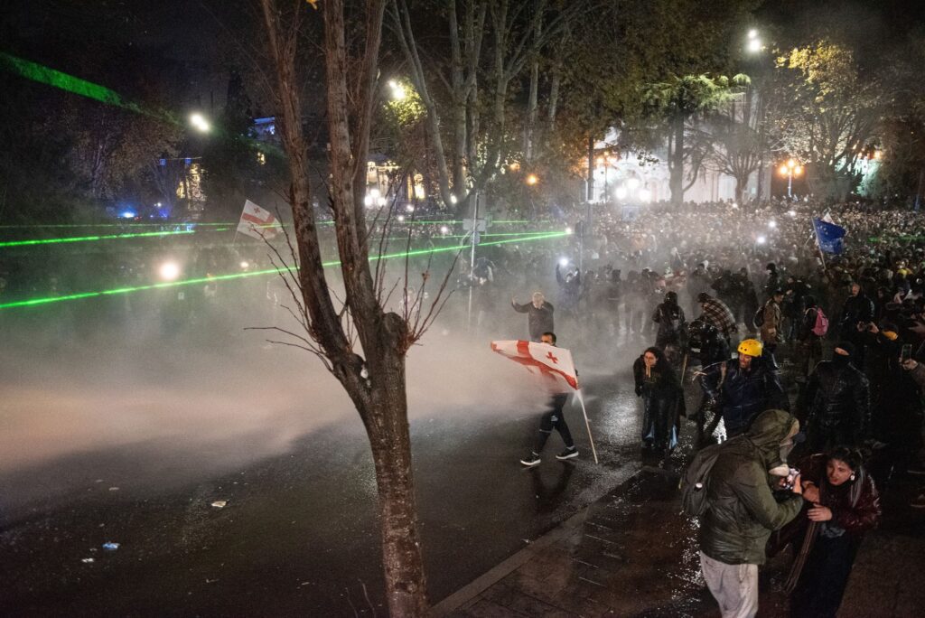 ukraine condemns violent crackdown peaceful protests tbilisi riot police use water cannons clear road protesters including some pointing lasers 28 2024 ukraine’s ministry foreign affairs (mfa) issued strong condemnation 29