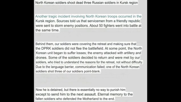 Another North Korean Friendly Fire in Kursk & Reported 4,000