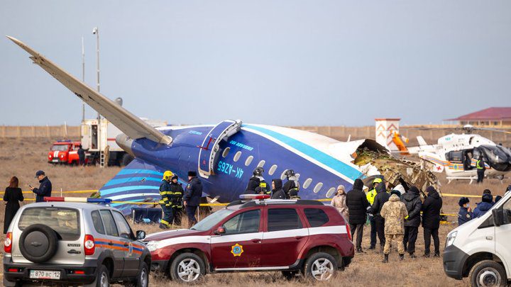 emergency services working crash site azerbaijan airlines embraer 190 near aktau 25 2024 issa tazhenbayev / kazakhstan-plane-crash united kingdom has called independent probe downing plane thought have been caused