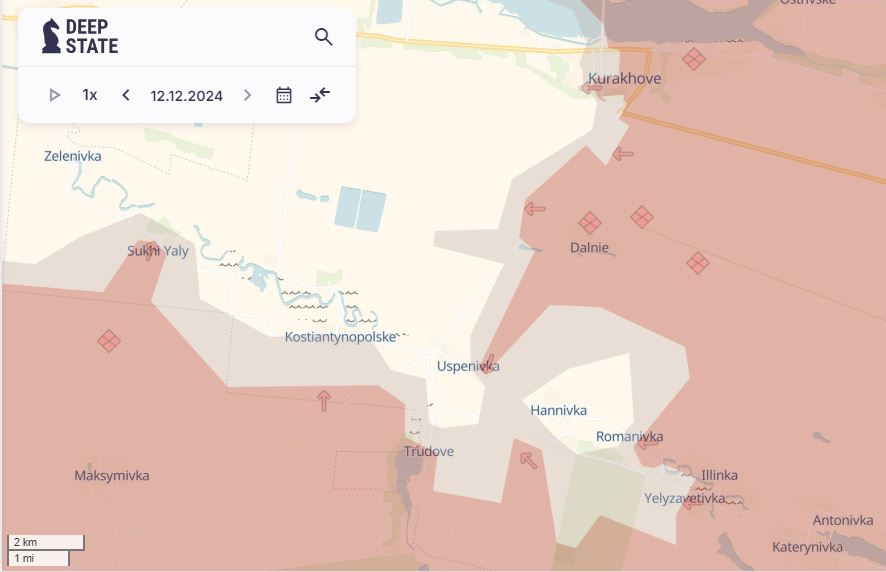 deepstate four villages inside uspenivka pocket face growing threat russians advance situation area kurakhove-uspenka donetsk oblast 12 2024 kurakhove amid struggles against superior numbers ukrainian forces encirclement threats near donetsk's