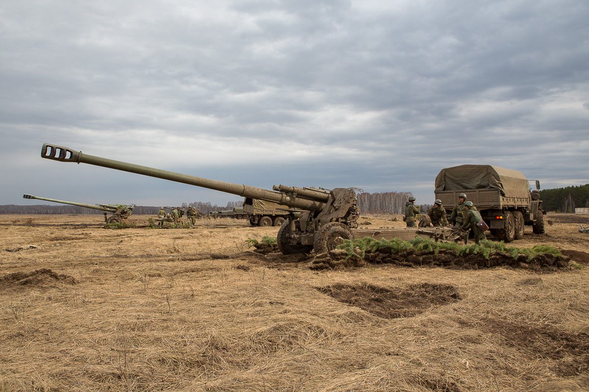 Russian artillery, illustrative image. Photo via Wikimedia.