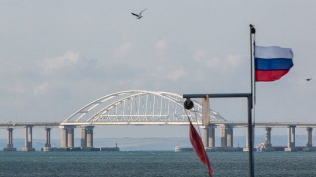 Storm damages Russian anti-drone barriers near Crimean Bridge, satellite images