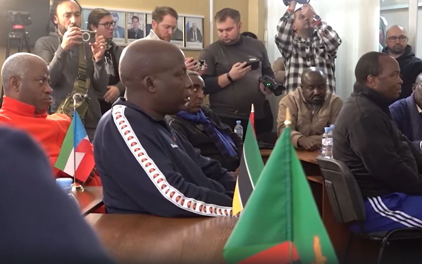 ukraine condemns pan-african parliament members' trip occupied donetsk members african delegation during meeting russian-installed head local occupation administration denis pushilin adidas criticized visit 12 delegates areas citing violations international law