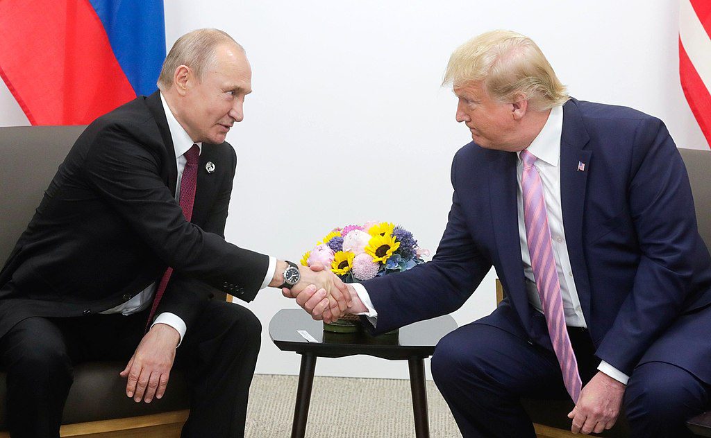 experts urge trump ramp up pressure putin before any peace talks presidents vladimir (l) russia donald (r) during g-20 summit osaka japan 28 2019 kremlinru 1024px-vladimir_putin_and_donald_trump_(2019-06-28)_06 analysts mark montgomery john