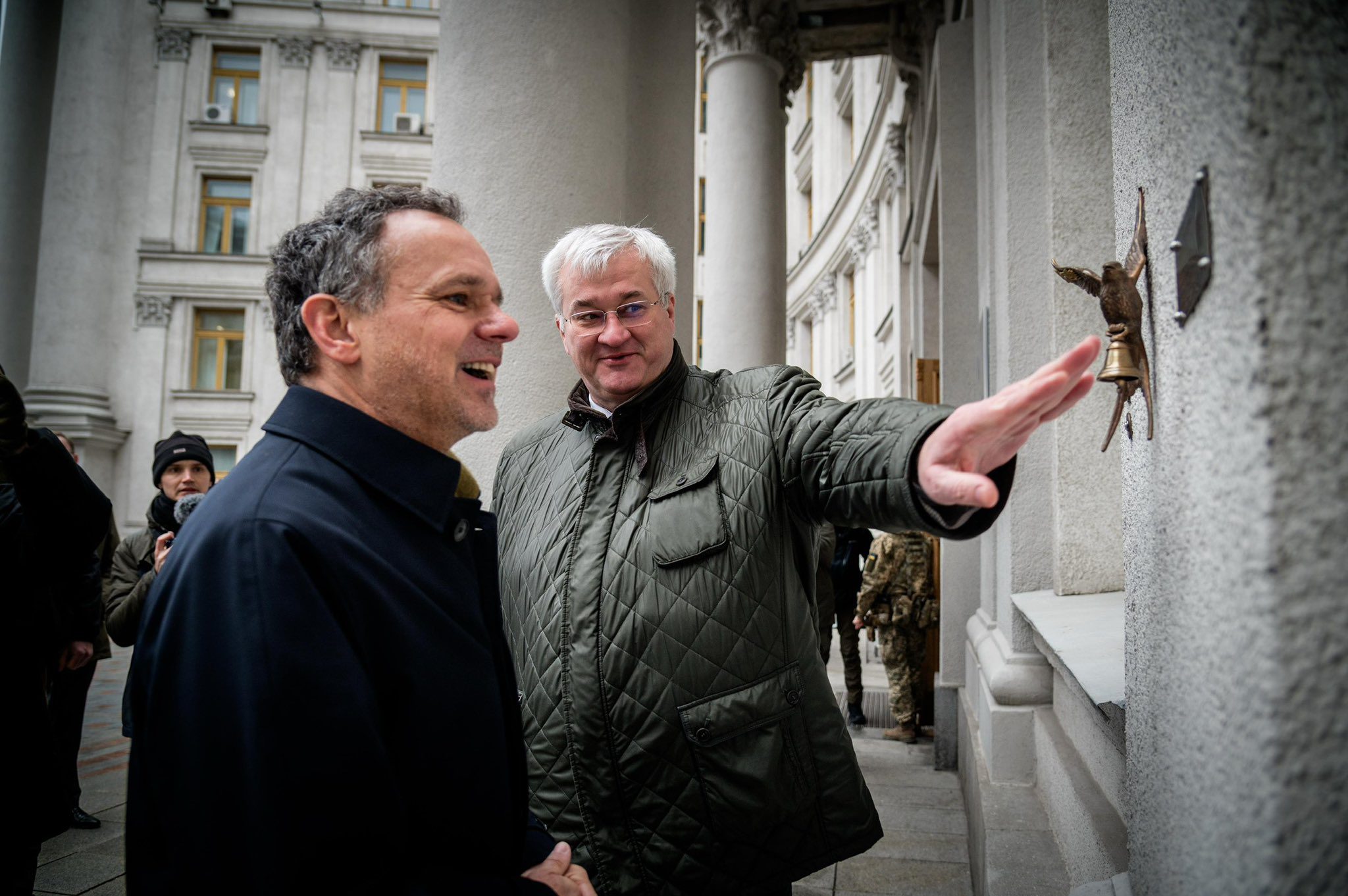 Dutch Foreign Minister Caspar Veldkamp (left) and Foreign Minister of Ukraine Andrii Sybiha (right). Photo via X/Sybiha.