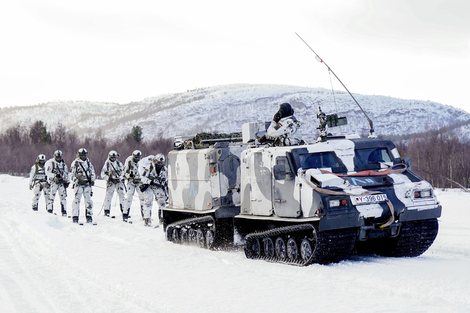 German soldiers take part in the NATO Nordic Response military exercises outside Alta, Norway, Thursday, March 7, 2024.