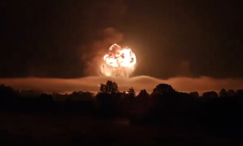 isw ukrainian drone attack russian ammo depot tver proves value long-range strikes huge explosion russia's ammunition near toropets oblast 18 september 2024 social media video goes boom