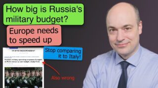 How does Russia’s military spending compare to Europe?