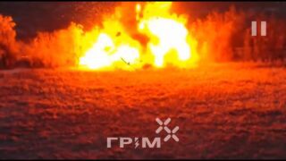 Huge Detonation After S1 Gvozdika is Hit By Drone