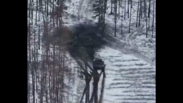 Russia Armoured Column Hit by DPICMS Cluster Munitions Near Kreminna