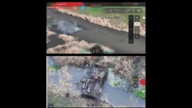 BMP Floats Down a River After Drone Strike, Another Gets