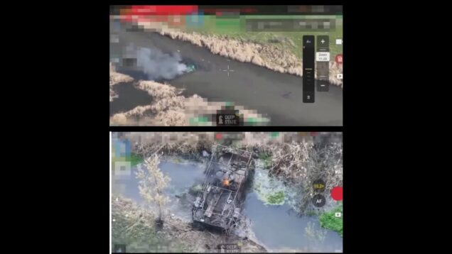 BMP Floats Down a River After Drone Strike, Another Gets