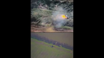 Russian T-80 Plays Hide and Seek with a Drone and