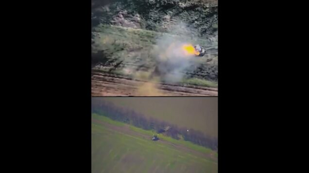 Russian T-80 Plays Hide and Seek with a Drone and