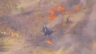 A cluster munition destroyed a Russian 2S7 Pion ACS along