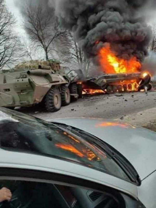 Sumy region, presumably BTR-82A and BMP of Ukraine....