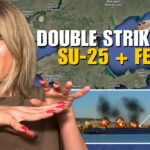 DOUBLE STRIKE IN ONE DAY: BURNED RUSSIAN FERRY & DOWNED SU-25 Vlog 753: War in Ukraine