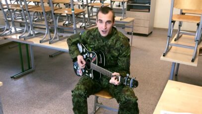 Estonian Soldier singing a patriotic song