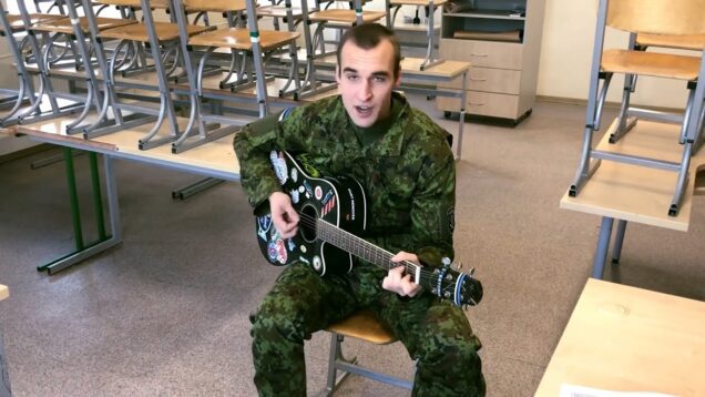 Estonian Soldier singing a patriotic song