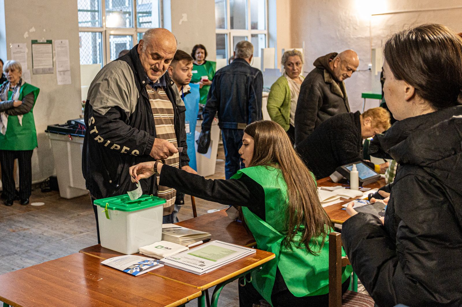 Voting in Tbilisi during Georgia's parliamentary elections on 26 October