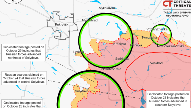 ISW: Russians exert pressure and advance near Pokrovsk and Vuhledar