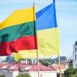 The image shows the Lithuanian and Ukrainian flags. Credit: GitanasNauseda/X