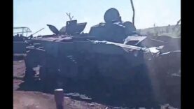 Many Wrecked Russian Vehicles Near Vodyane, Donetsk Filmed by Russian