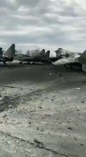 The result of an attack on the airfield in Ivano-Frankivsk, where MiG-29s of the...