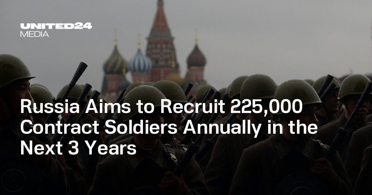 Russia Aims to Recruit 225,000 Contract Soldiers Annually in the Next 3 Years