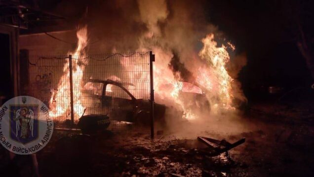 Russian drone attack damages apartment building in Kyiv, injuring 2