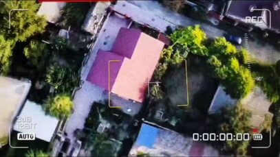 Russian drone drops charge on an excited dog as the