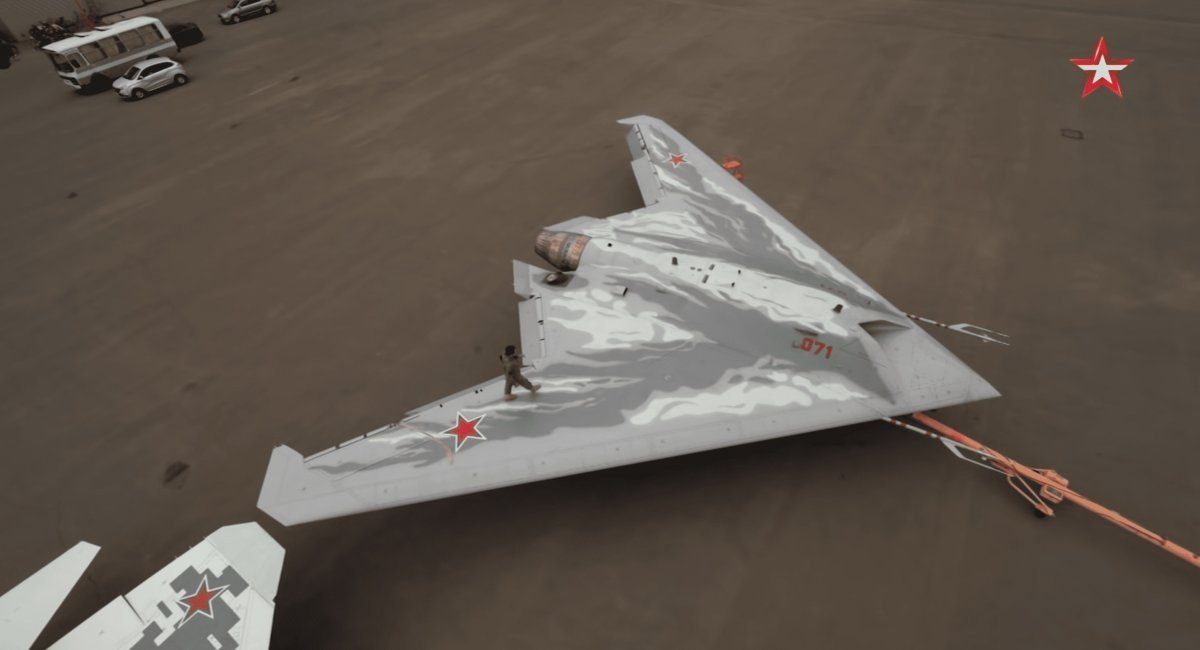 russia's s-70 okhotnik crash casts doubt russian claims advanced drone capabilities sukhoi okhotnik-b (hunter-v) heavy stealth unmanned combat aerial vehicle (ucav) currently development