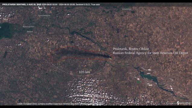 Satellite Imagery Shows Smoke from the Proletarsky, Rostov Oil Depot