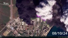 Satellite Imagery of Feodosia Oil Facility After ATACMS: Fire Spreads