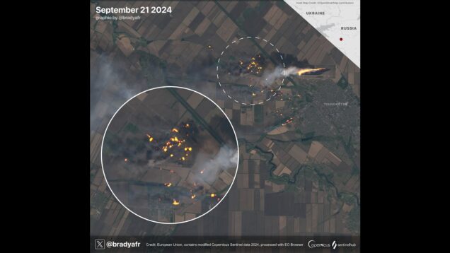 Satellite Imagery of Krasnodar Ammo Dump After Ukrainian Drone Strike: