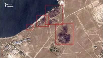 Satellite Images of Lake Donuzlav Coast Guard Base After Drone