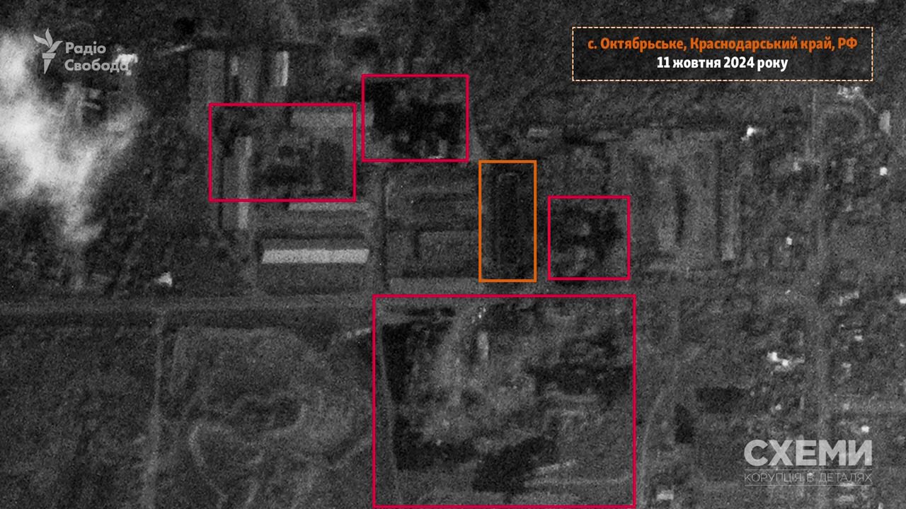 satellite imagery backs ukrainian claims successful strike russian drone facility military warehouses oktyabrsky krasnodar krai 11 october 2024