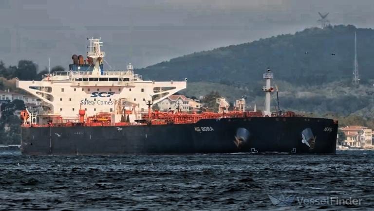 uk sanctions russia's shadow fleet tankers ns bora crude oil tanker sailing under flag gabon one vessels moscow's so-called vesselfindercom (imo 9412335)