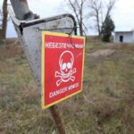 ukraine's demining efforts could stretch century sapper warns minefield warning sign ukraine viktor kovalchuk/unian danger landmines mines