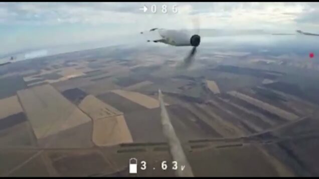 Ukrainian Drone with a Stick Attacks a Russian Zala Drone