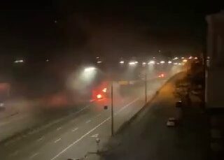 — Victory Avenue, Western Areas of Kyiv/Kiev, in fire and