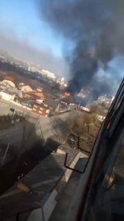 In the suburbs of Kyiv, the Giraffe shopping center is on fire....