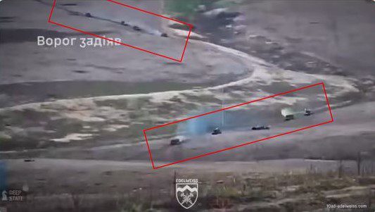 Frontline Report 7 Nov 2024: A Russian armored column plunges head first into the jaws of the Ukrainian defense, crossing through lowlands near Ivano-Darivka, Donetsk Oblast. Screenshot from video.