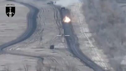 Leopard 2 Ambushes Russian Armored Column — Four Vehicles Destroyed!